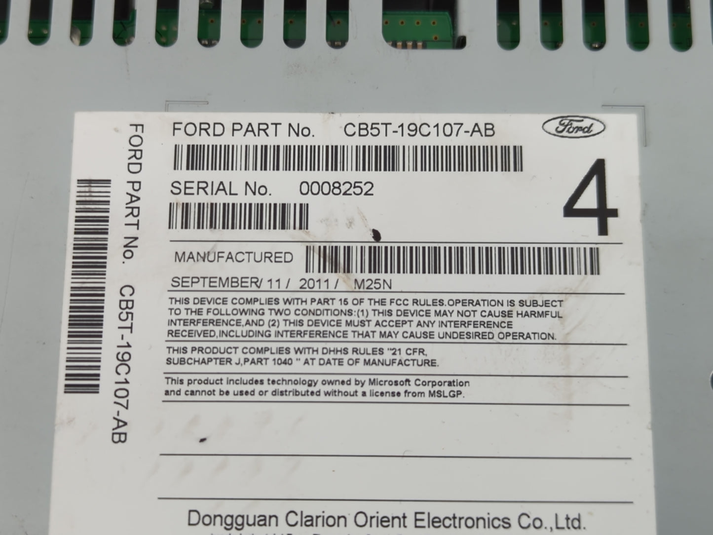 2011-2013 Ford Explorer Radio AM FM Cd Player Receiver Replacement P/N:CB5T-19C107-AB Fits Fits 2011 2012 2013 OEM Used Auto