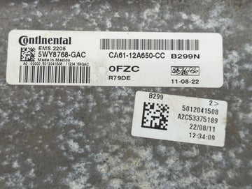 2012-2013 Ford Fiesta PCM Engine Control Computer ECU ECM PCU OEM P/N:5WY8768-GAC CA61-12A650-CC Fits Fits 2012 2013 OEM Used Auto Parts