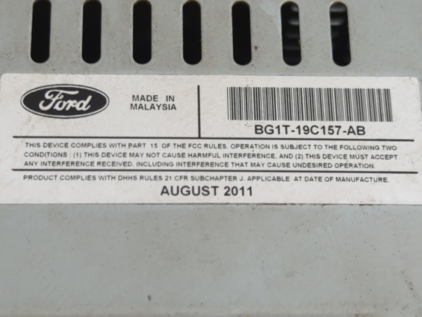 2011-2012 Ford Taurus Radio AM FM Cd Player Receiver Replacement P/N:BG1T-19C157-AB Fits Fits 2011 2012 OEM Used Auto Parts