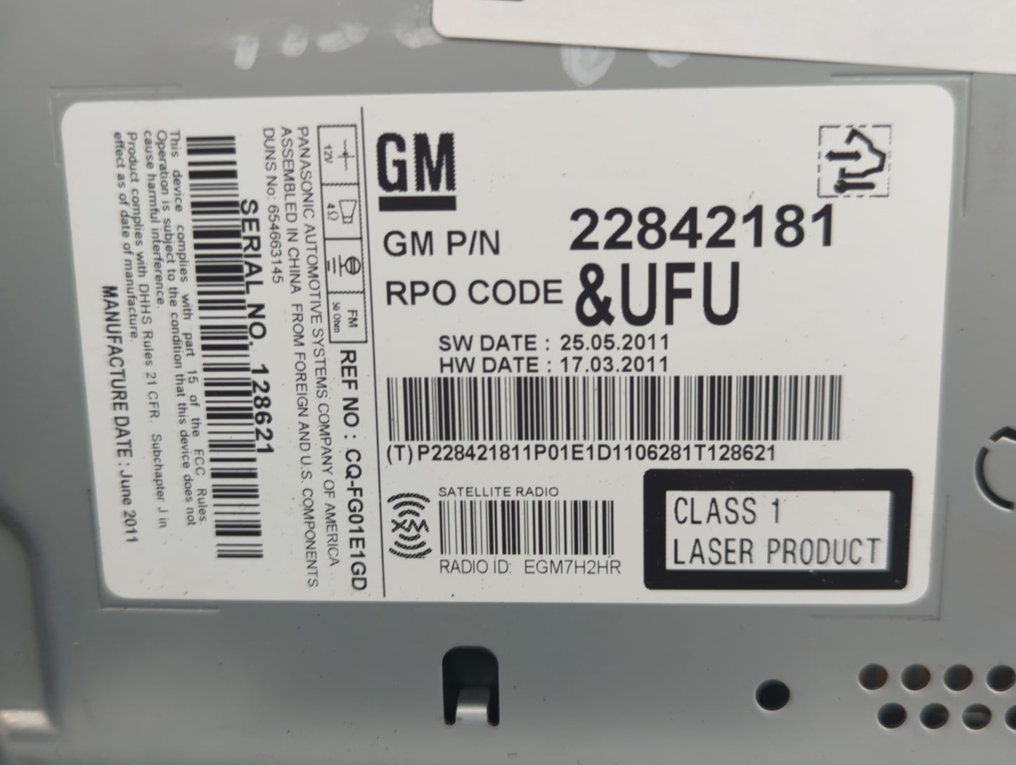 2012 Gmc Terrain Radio AM FM Cd Player Receiver Replacement P/N:22842181 Fits OEM Used Auto Parts - Oemusedautoparts1.com
