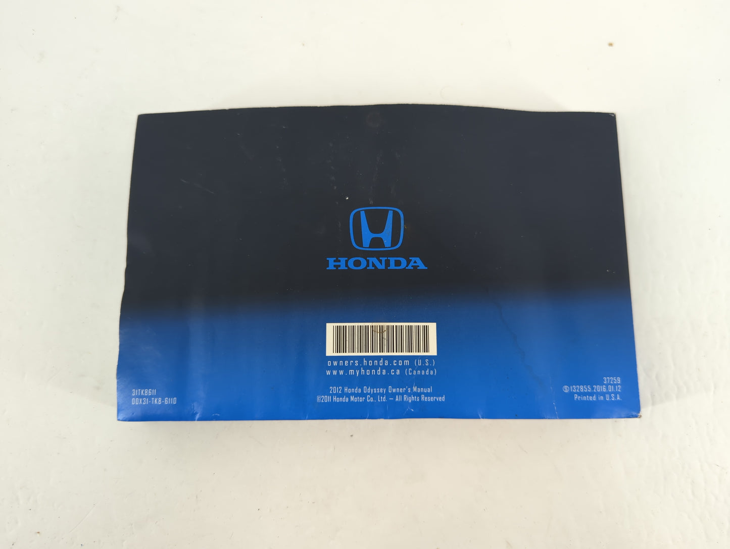 2012 Honda Odyssey Owners Manual Book Guide P/N:00X31-TK8-6110 31TK8611 OEM Used Auto Parts - Oemusedautoparts1.com