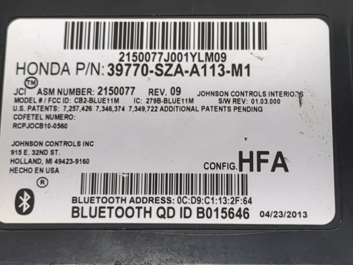 2012-2015 Honda Pilot Communication Control Module 1502489 - Oemusedautoparts1.com