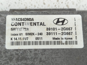 2011-2014 Hyundai Sonata PCM Engine Control Computer ECU ECM PCU OEM P/N:39101-2G667 Fits Fits 2011 2012 2013 2014 OEM Used Auto Parts