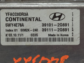 2011-2014 Hyundai Sonata PCM Engine Control Computer ECU ECM PCU OEM P/N:39101-2G691 Fits Fits 2011 2012 2013 2014 OEM Used Auto Parts