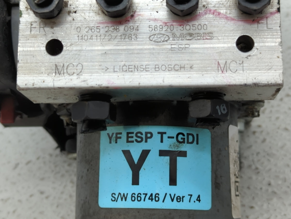 2011-2013 Hyundai Sonata Anti-Lock Brake ABS Pump Module Actuator OEM P/N:58920-3Q500 Fits Fits 2011 2012 2013 OEM Used Auto