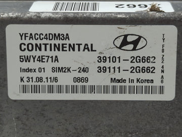 2011-2014 Hyundai Sonata PCM Engine Control Computer ECU ECM PCU OEM P/N:39101-2G662 Fits Fits 2011 2012 2013 2014 OEM Used Auto Parts