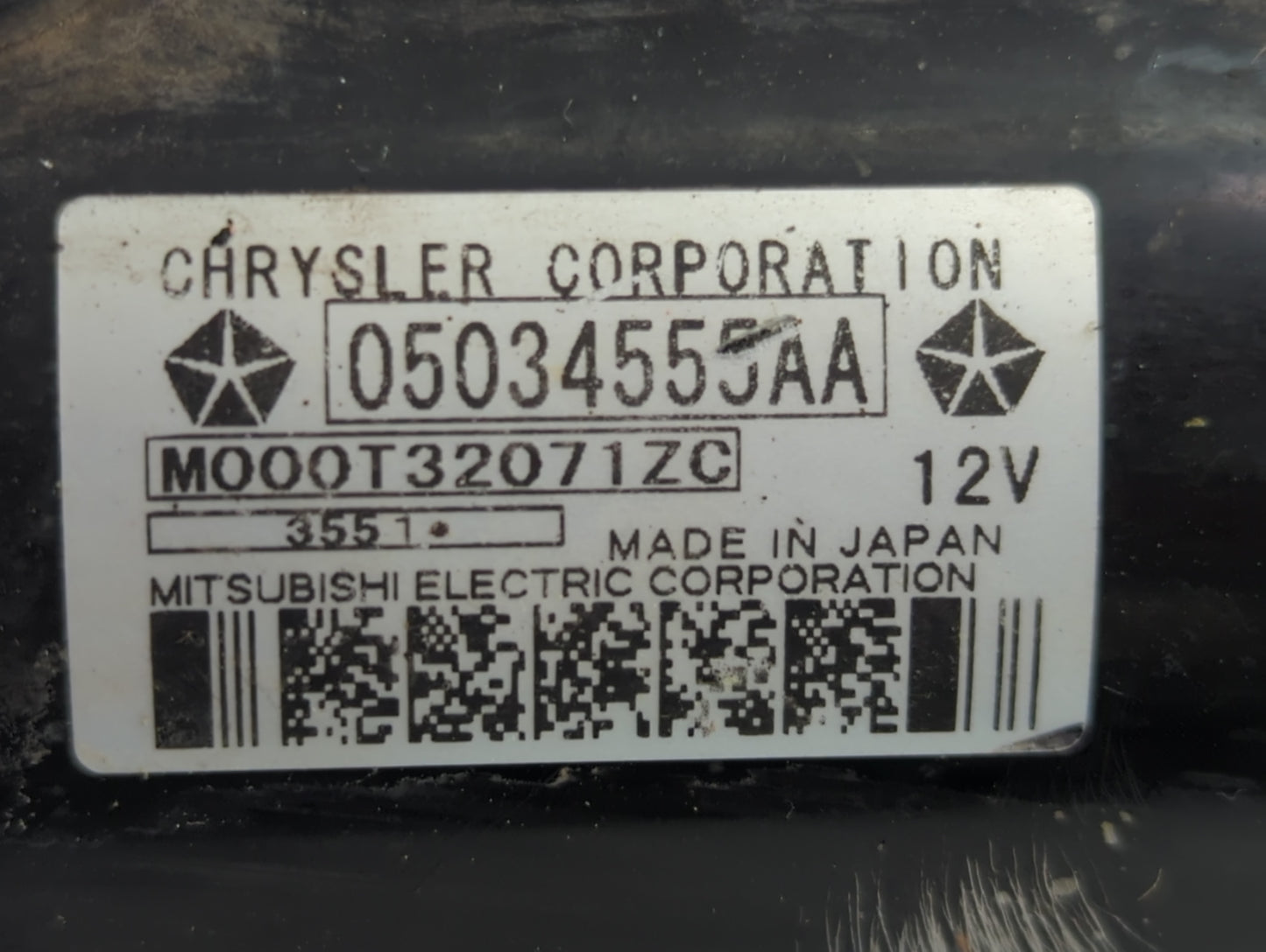 2012 Jeep Compass Car Starter Motor Solenoid OEM P/N:M000T32071ZC 05034555AA Fits OEM Used Auto Parts - Oemusedautoparts1.co