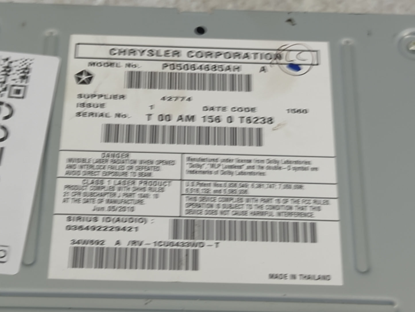 2012 Jeep Grand Cherokee Radio AM FM Cd Player Receiver Replacement P/N:P05064685AH Fits OEM Used Auto Parts - Oemusedautopa