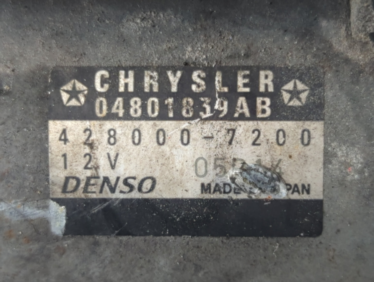 2012-2022 Jeep Wrangler Car Starter Motor Solenoid OEM P/N:428000-7200 04801839AB Fits OEM Used Auto Parts - Oemusedautopart