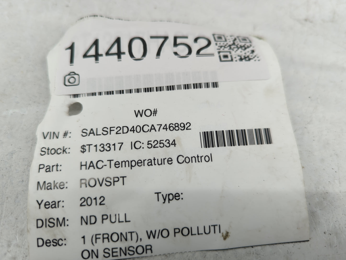 2013-2016 Land Rover Lr4 Climate Control Module Temperature AC/Heater Replacement P/N:07580-004 Fits OEM Used Auto Parts - O