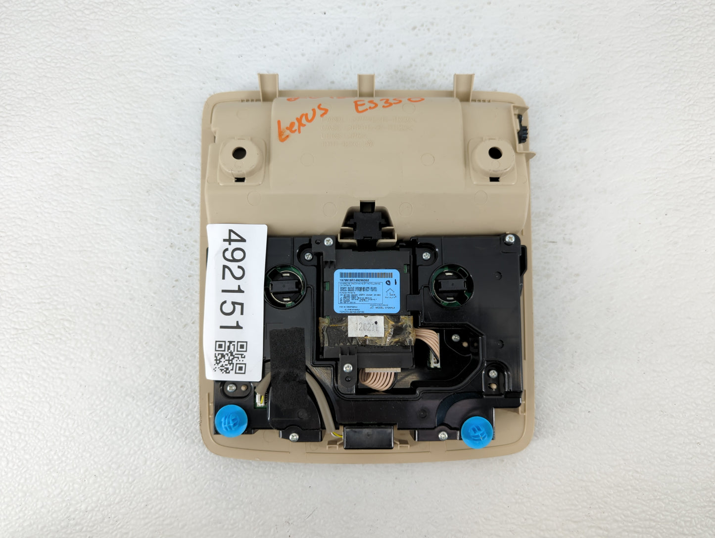 2012 Lexus Es350 Overhead Roof Console Beige - Oemusedautoparts1.com
