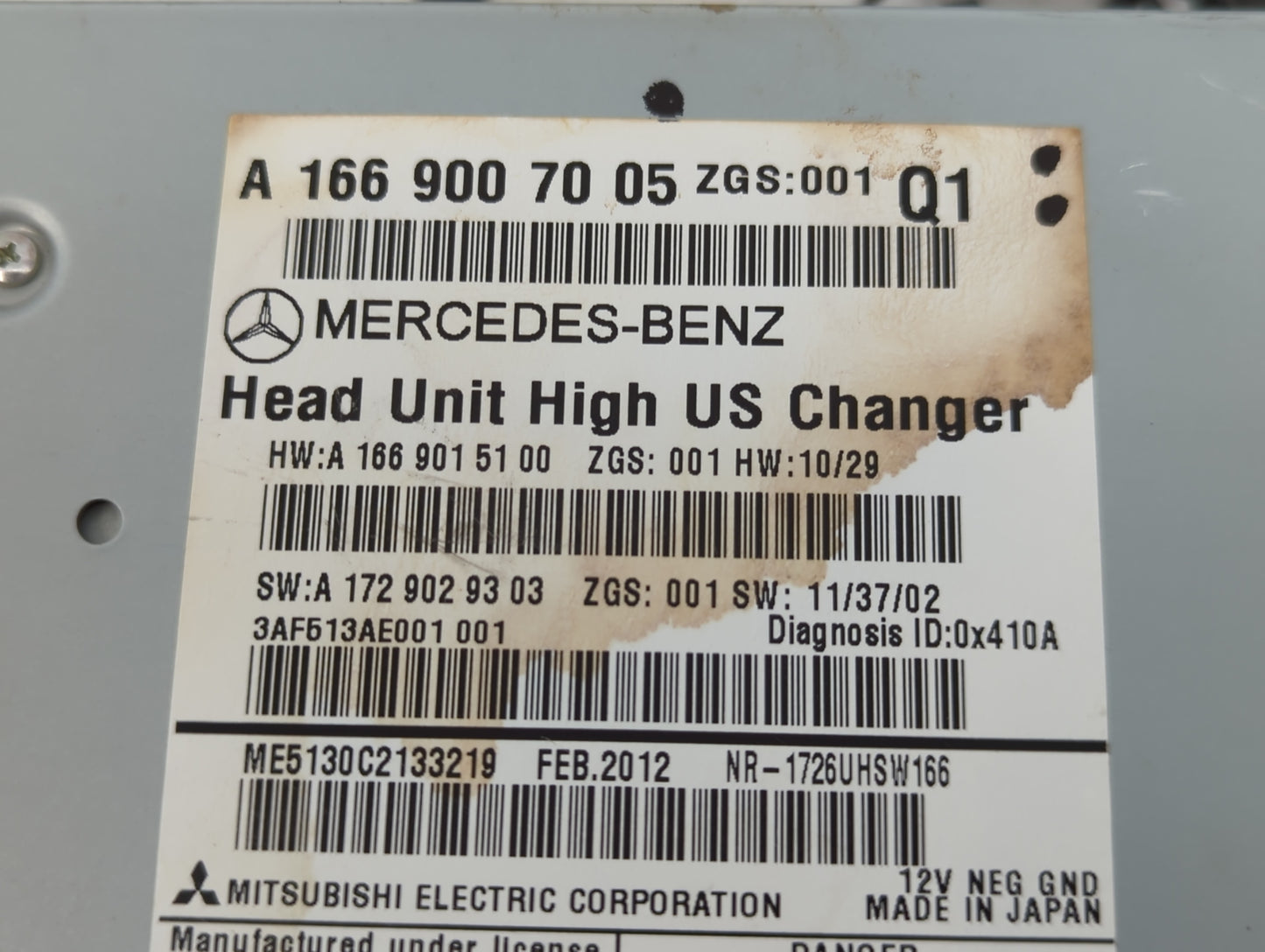 2012 Mercedes-Benz Ml350 Radio AM FM Cd Player Receiver Replacement P/N:A 166 900 70 05 Fits OEM Used Auto Parts - Oemusedau