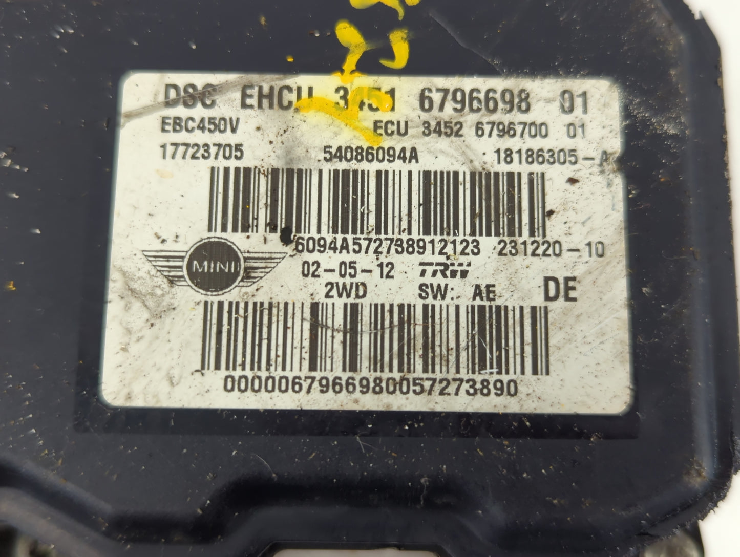 2012 Mini Cooper Clubman ABS Pump Control Module Replacement P/N:3452 6796700 6451 6796698 01 Fits Fits 2013 OEM Used Auto P