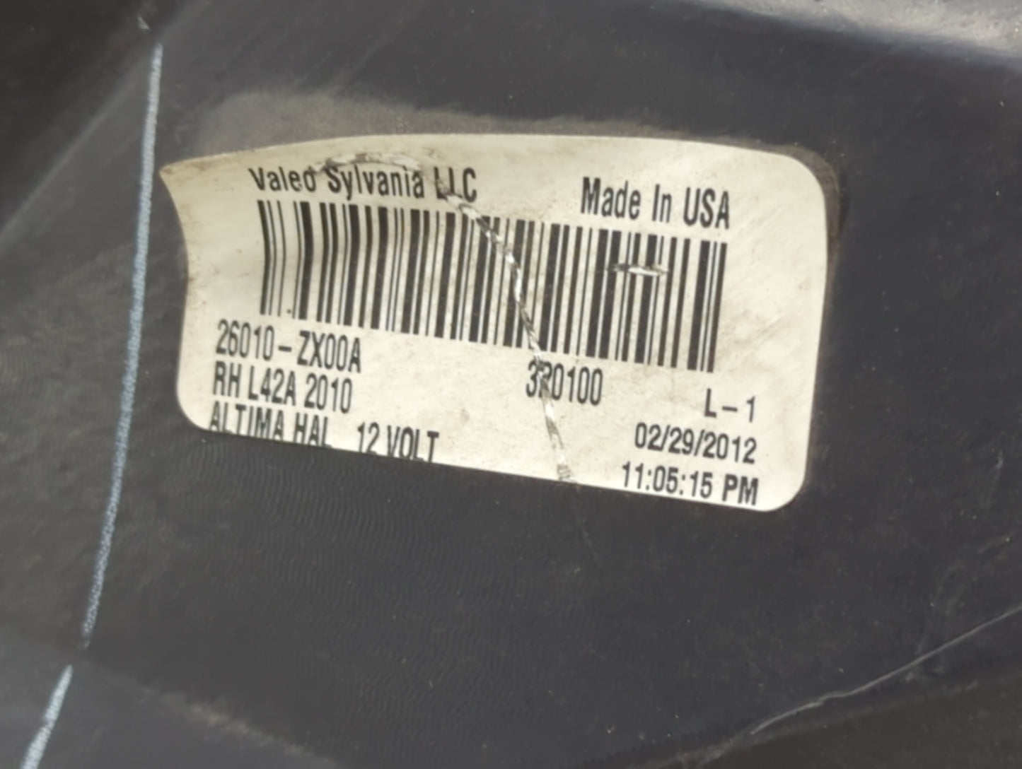 2010-2012 Nissan Altima Passenger Right Oem Head Light Headlight Lamp - Oemusedautoparts1.com