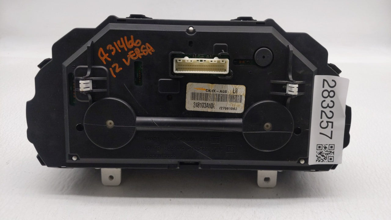 2012 Nissan Versa Instrument Cluster Speedometer Gauges P/N:248103AN0A Fits OEM Used Auto Parts - Oemusedautoparts1.com