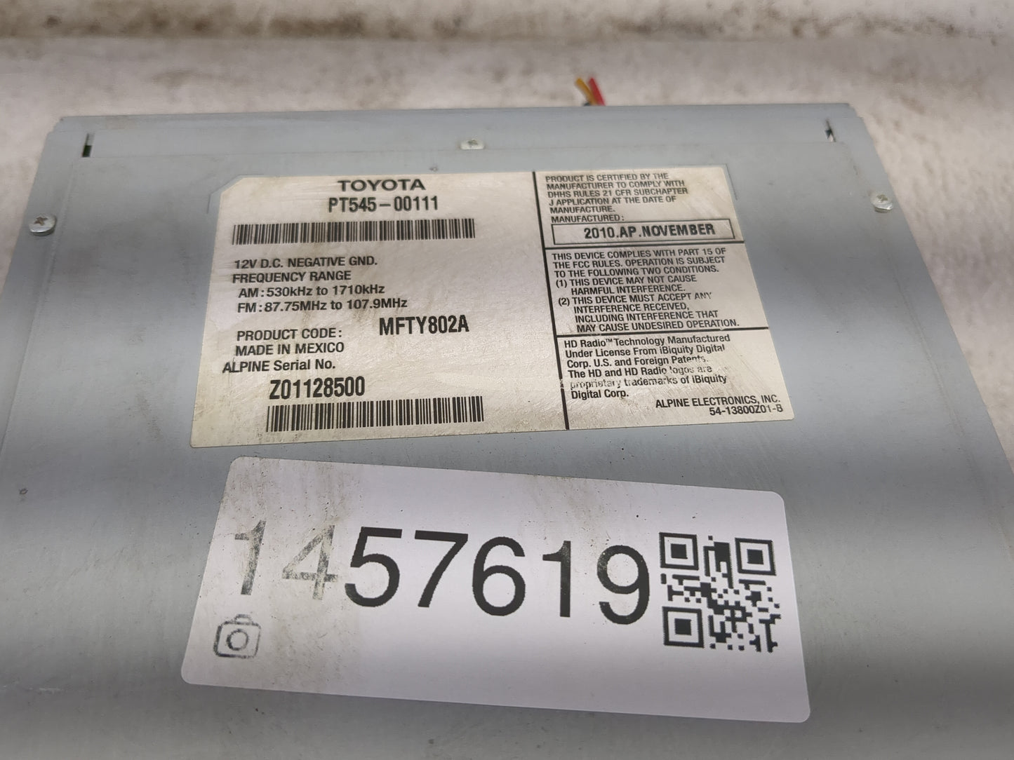 2012 Scion Xb Radio AM FM Cd Player Receiver Replacement P/N:PT545-00111 MFTY802A, AXCL-W09U, Z01128500 Fits OEM Used Auto P