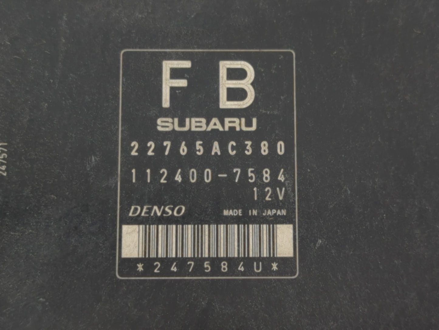 2012 Subaru Impreza PCM Engine Control Computer ECU ECM PCU OEM P/N:112400-7584 22765AC380 Fits OEM Used Auto Parts - Oemuse