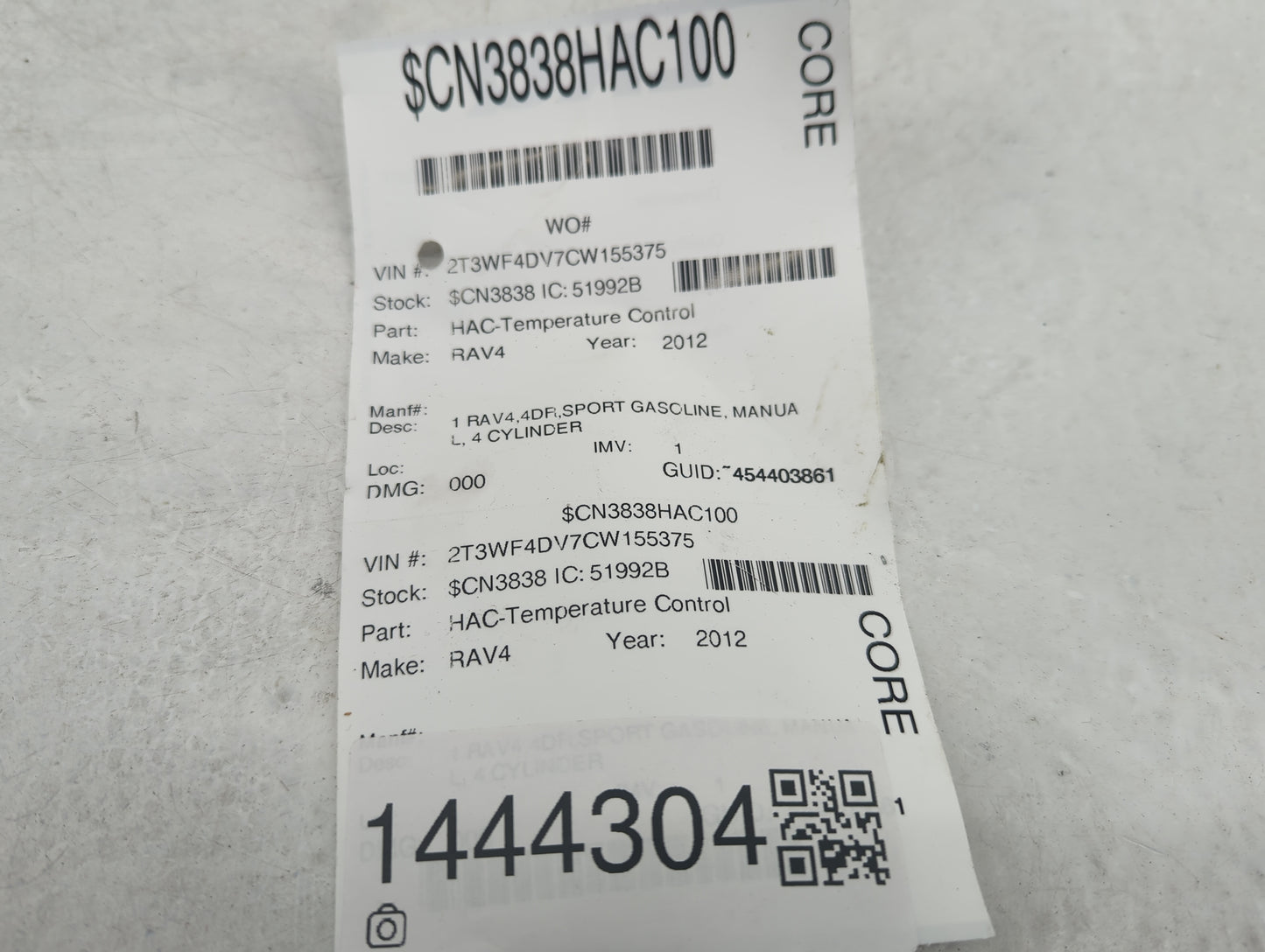 2012 Toyota Rav4 Climate Control Module Temperature AC/Heater Replacement Fits OEM Used Auto Parts - Oemusedautoparts1.com
