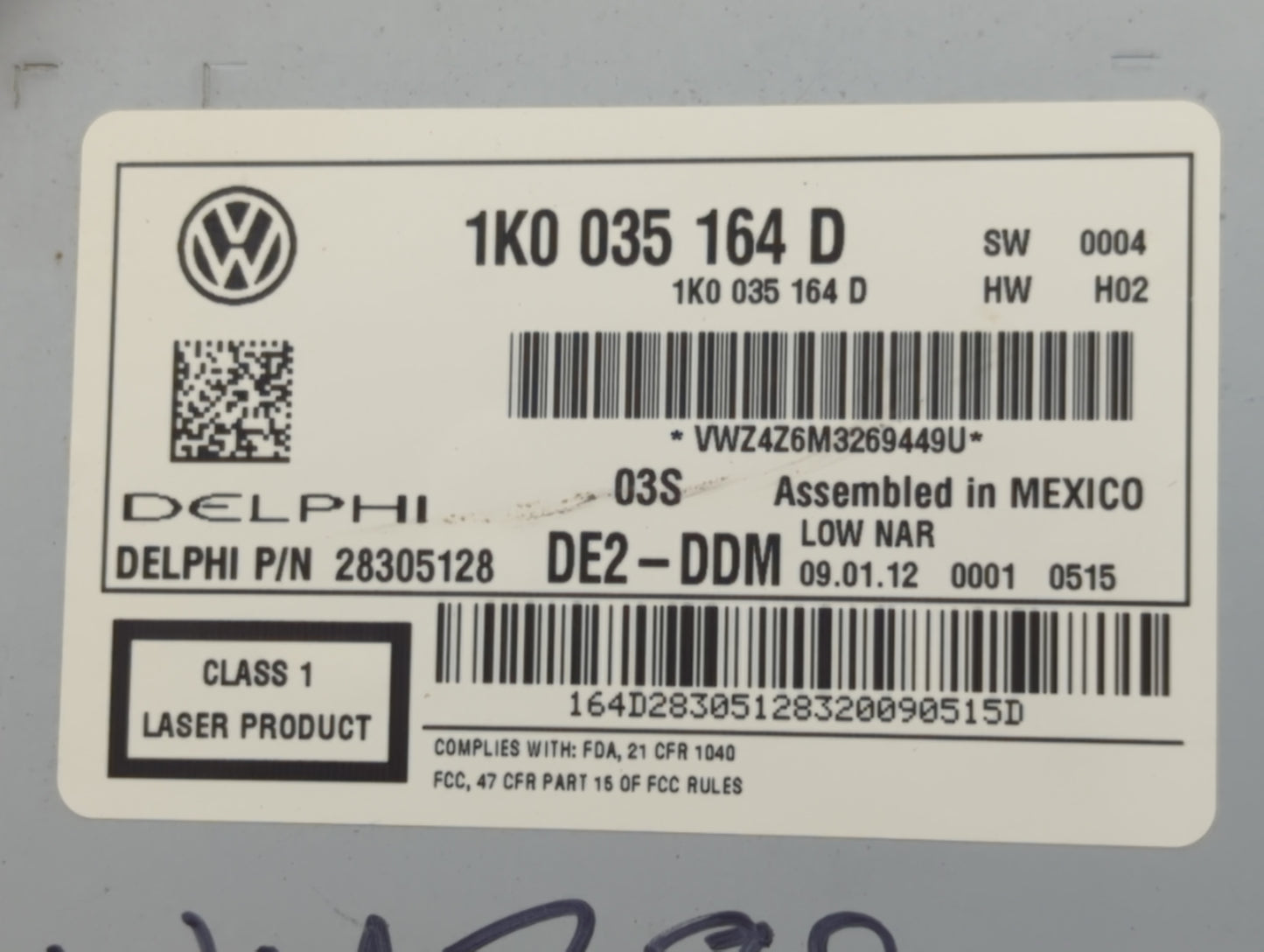 2012-2015 Volkswagen Passat Radio AM FM Cd Player Receiver Replacement P/N:1K0035164D Fits Fits 2011 2012 2013 2014 2015 201