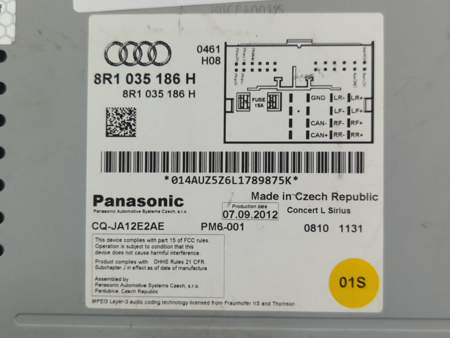 2010-2017 Audi A5 Radio AM FM Cd Player Receiver Replacement P/N:8R1 035 186 H Fits Fits 2010 2011 2012 2013 2014 2015 2016