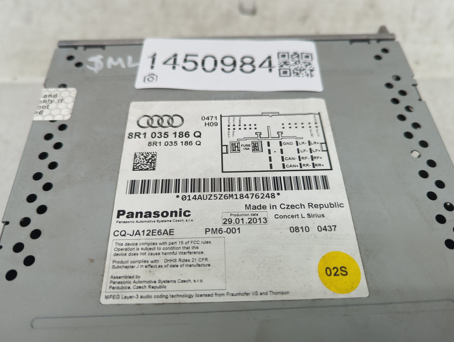 2013 Audi A5 Radio AM FM Cd Player Receiver Replacement P/N:8R1035186Q CQ-JA12E6AE Fits Fits 2014 2015 2016 OEM Used Auto Pa