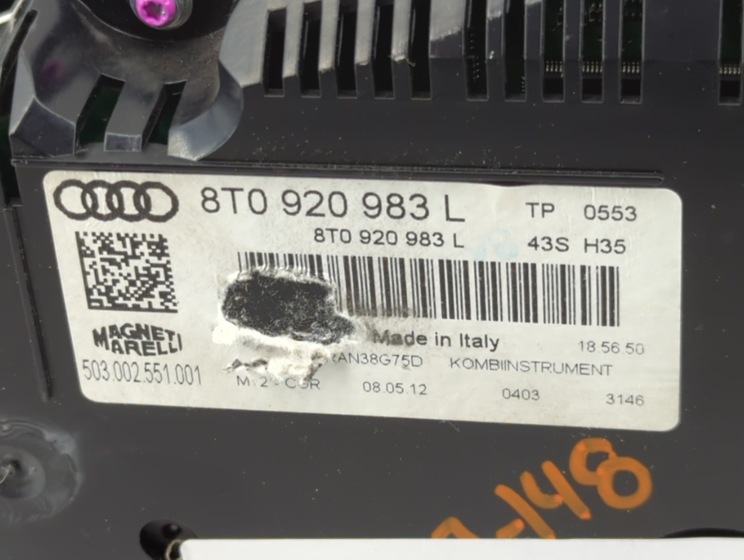 2013 Audi A5 Instrument Cluster Speedometer Gauges P/N:503 002 551 001 8T0 920 983 L Miles: Fits OEM Used Auto Parts - Oemus