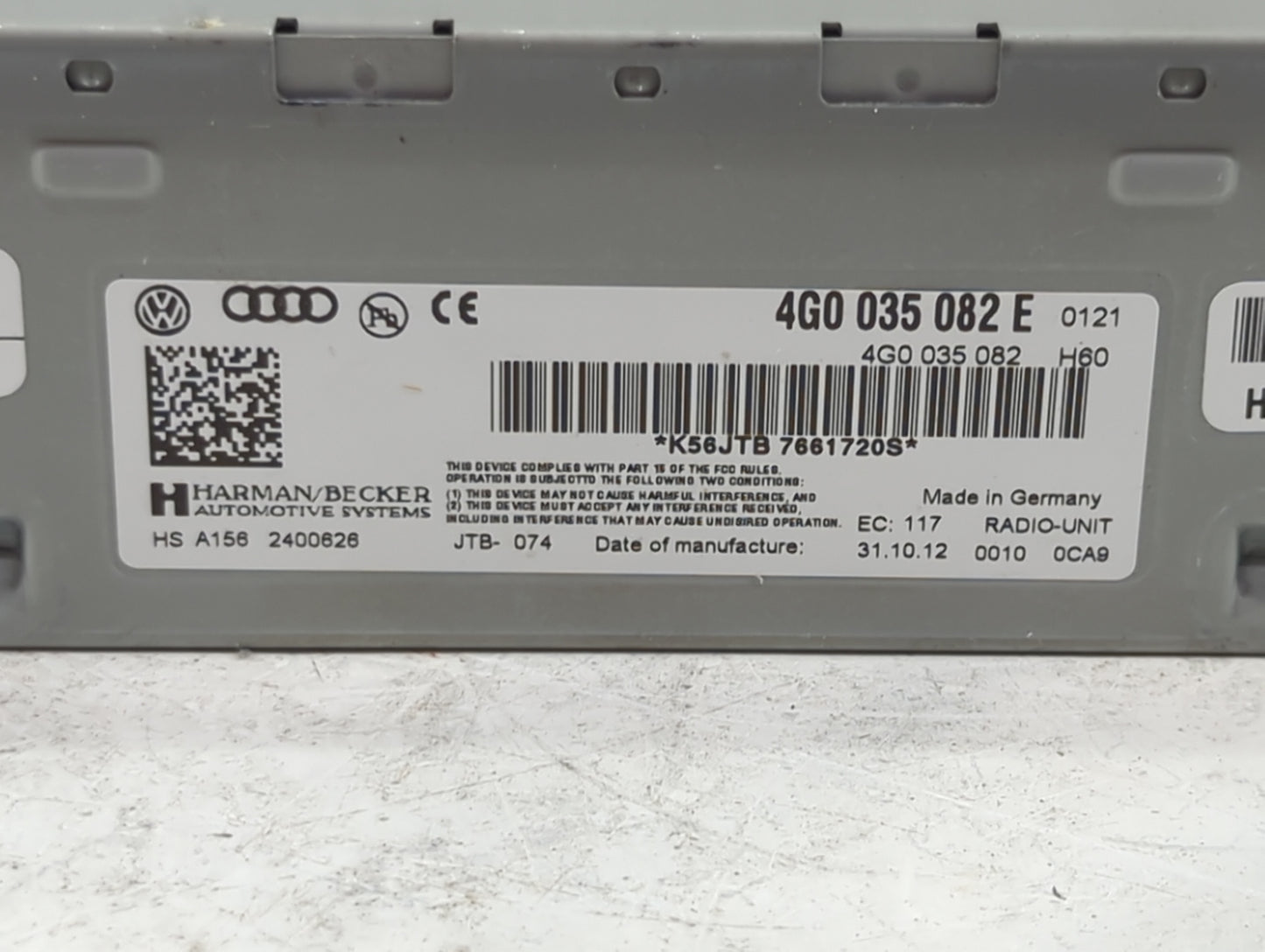 2013-2015 Audi Q7 Radio AM FM Cd Player Receiver Replacement P/N:4G0 035 082 E Fits Fits 2010 2011 2012 2013 2014 2015 2016