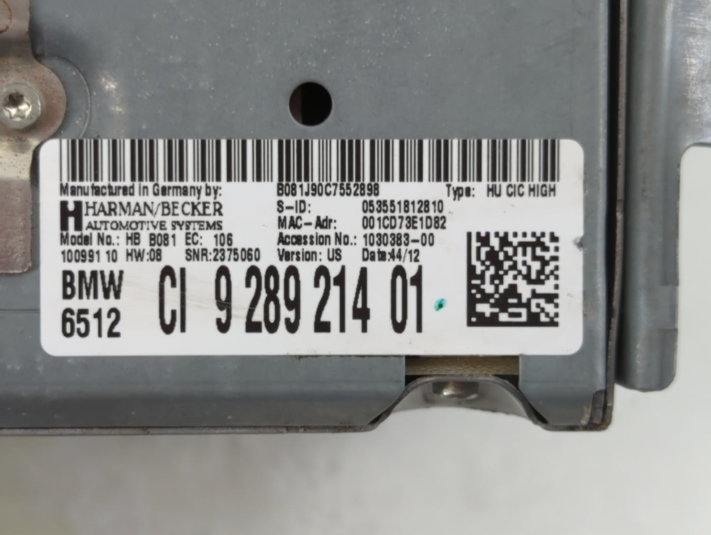 2011-2013 Bmw 335i Radio AM FM Cd Player Receiver Replacement P/N:CI 9 289 214 01 Fits Fits 2011 2012 2013 2014 2015 2016 OE