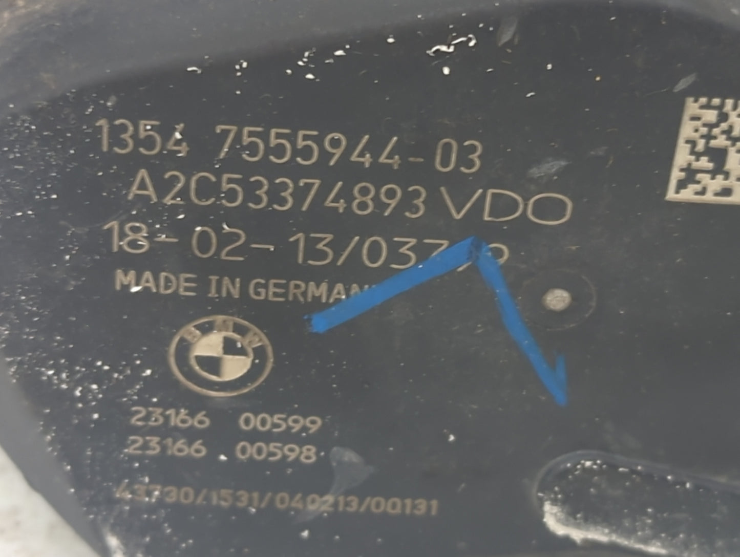 2012-2016 Bmw M5 Throttle Body P/N:7555944-03 Fits Fits 2008 2009 2010 2011 2012 2013 2014 2015 2016 2017 2018 2019 OEM Used