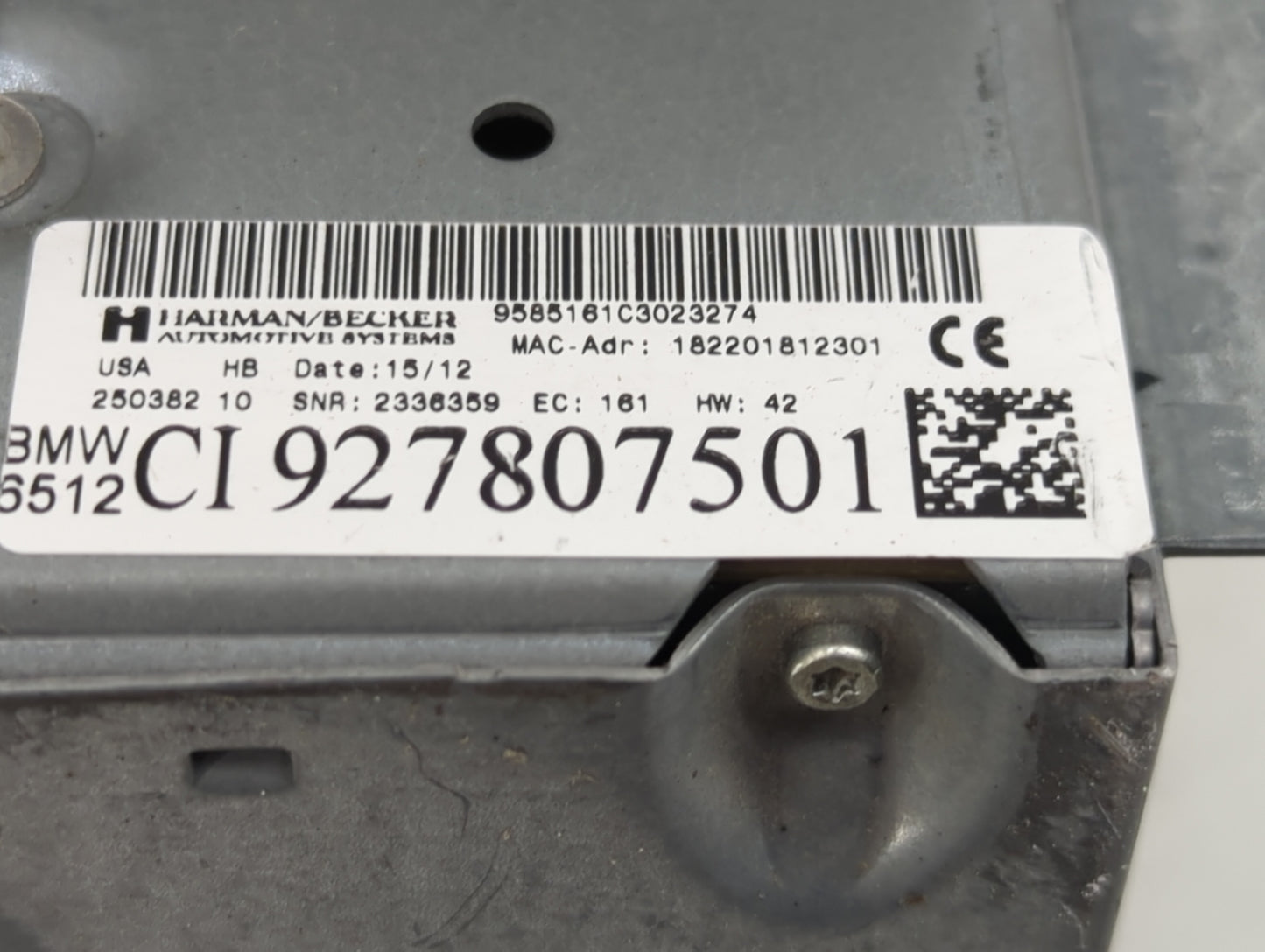 2011-2013 Bmw X5 Radio AM FM Cd Player Receiver Replacement P/N:927807501 Fits Fits 2011 2012 2013 2014 OEM Used Auto Parts