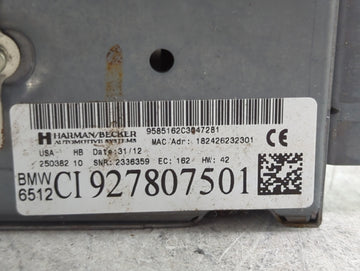 2013 Bmw X5 Radio AM FM Cd Player Receiver Replacement P/N:9585162C3047281 CI927807501, 1669303 Fits OEM Used Auto Parts