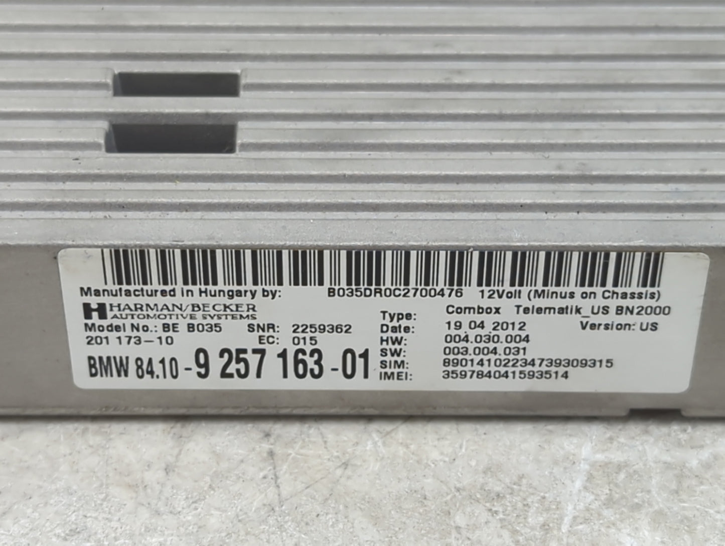 2011-2013 Bmw X5 Telematics Control Module 1452749 - Oemusedautoparts1.com