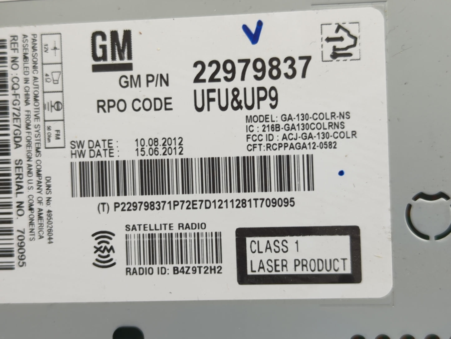 2013 Buick Verano Radio AM FM Cd Player Receiver Replacement P/N:22979837 Fits OEM Used Auto Parts - Oemusedautoparts1.com