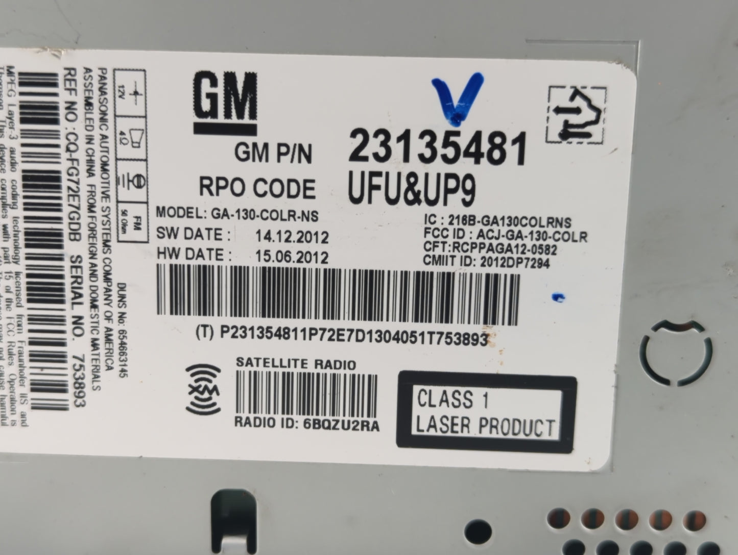 2013-2013 Buick Verano Am Fm Cd Player Radio Receiver - Oemusedautoparts1.com