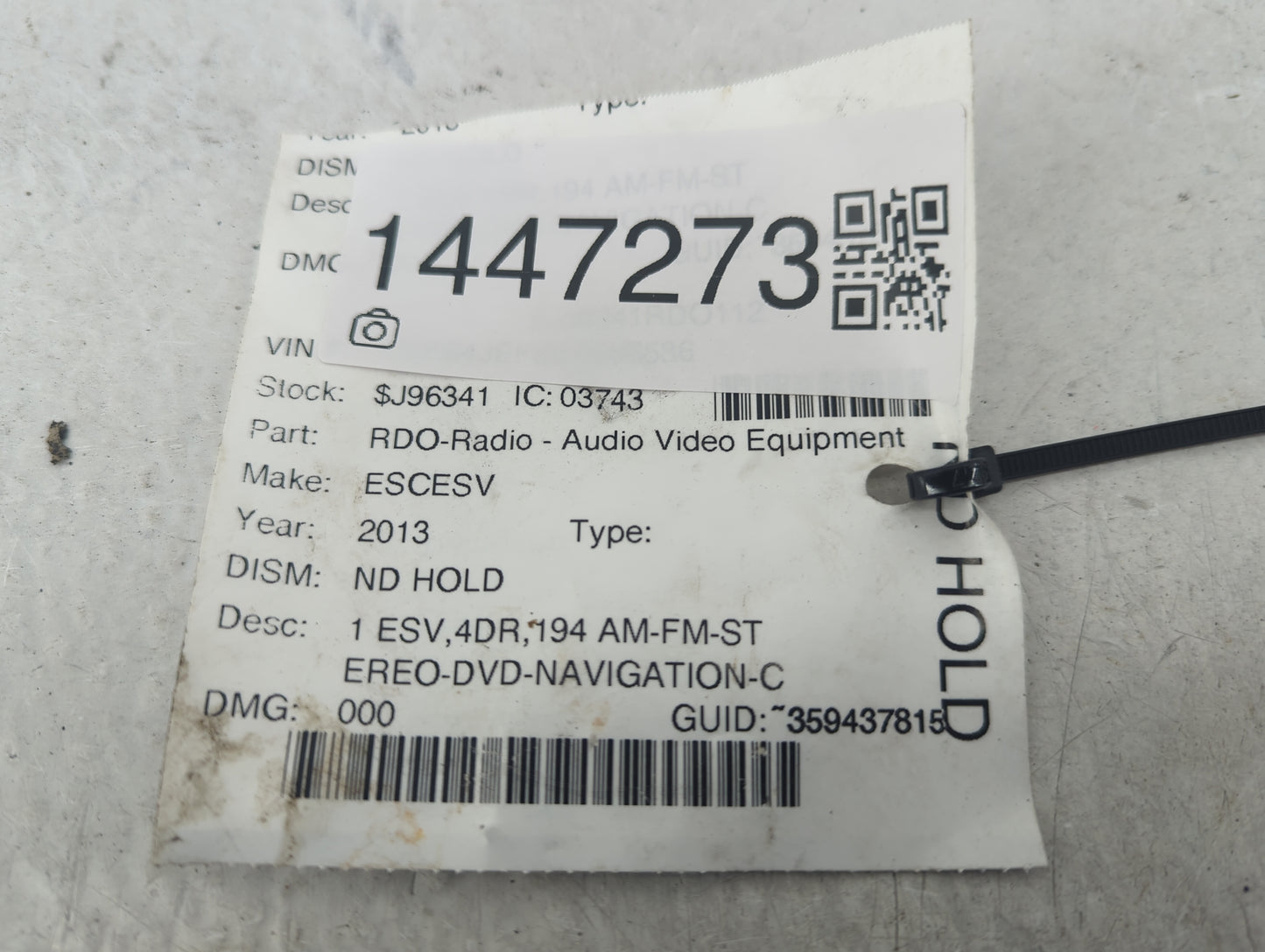 2012-2014 Cadillac Escalade Esv Radio AM FM Cd Player Receiver Replacement Fits Fits 2012 2013 2014 OEM Used Auto Parts - Oe