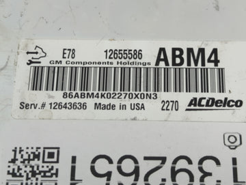 2012-2016 Chevrolet Cruze PCM Engine Control Computer ECU ECM PCU OEM P/N:12655586 Fits Fits 2011 2012 2013 2014 2015 2016 OEM Used Auto Parts