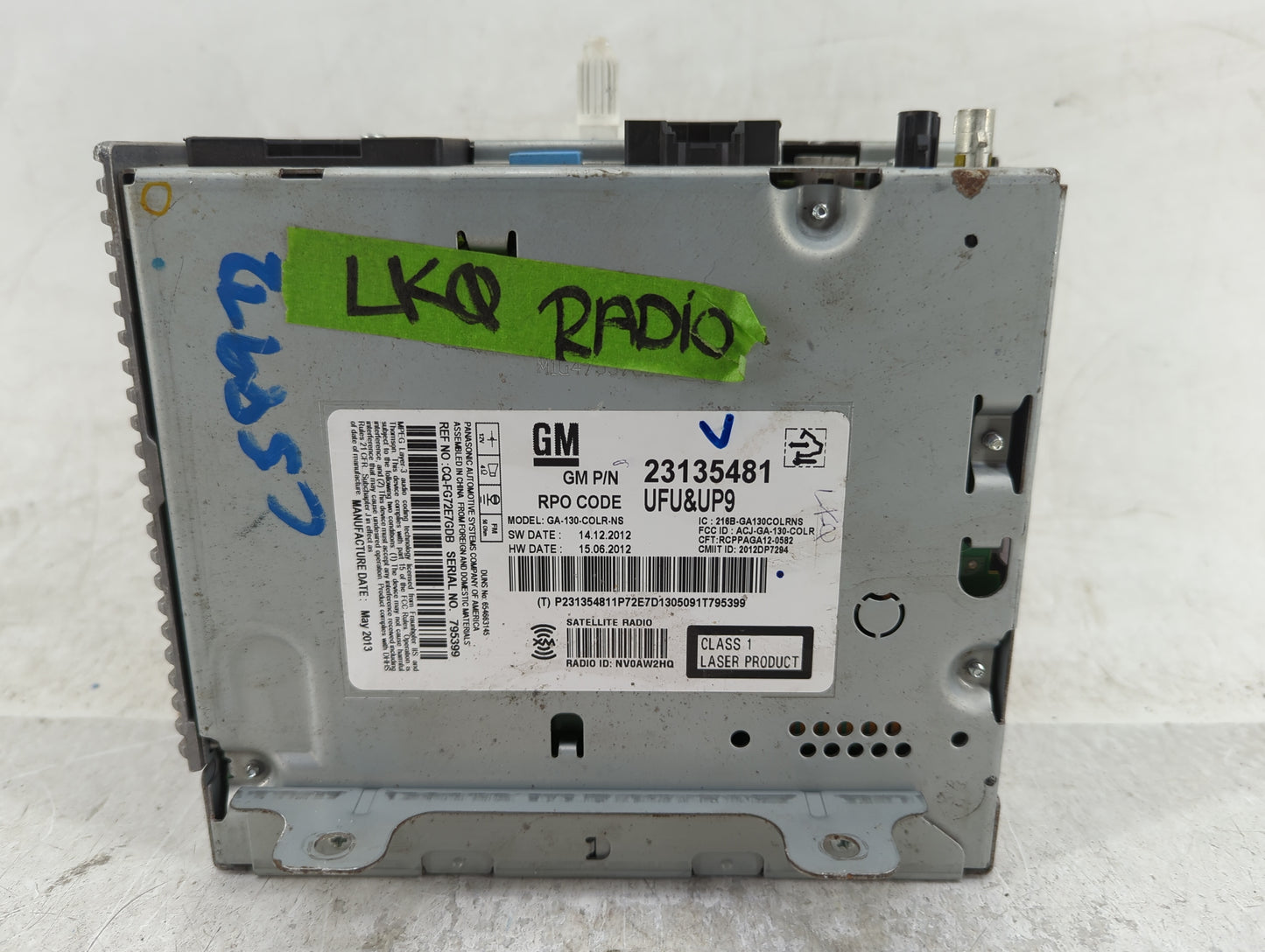 2013 Chevrolet Cruze Radio AM FM Cd Player Receiver Replacement P/N:23135481 Fits OEM Used Auto Parts - Oemusedautoparts1.co