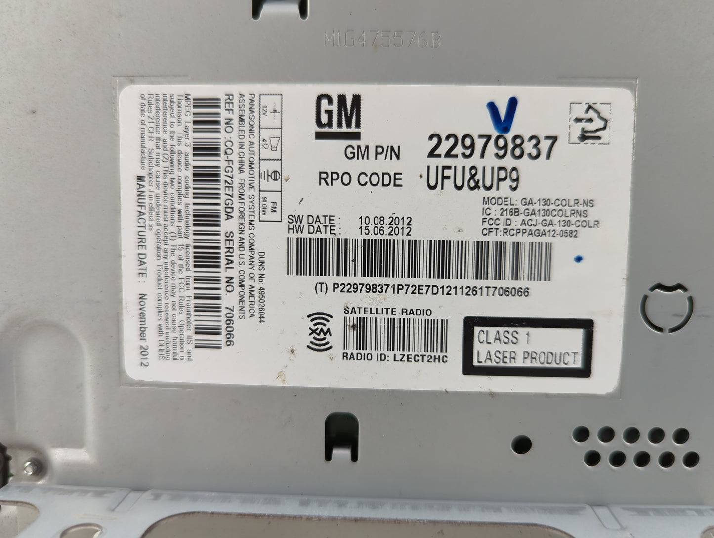 2013 Chevrolet Cruze Radio AM FM Cd Player Receiver Replacement P/N:22979837 GA-130-COLR-NS, ACJ-GA-130-COLR, LZECT2HC Fits