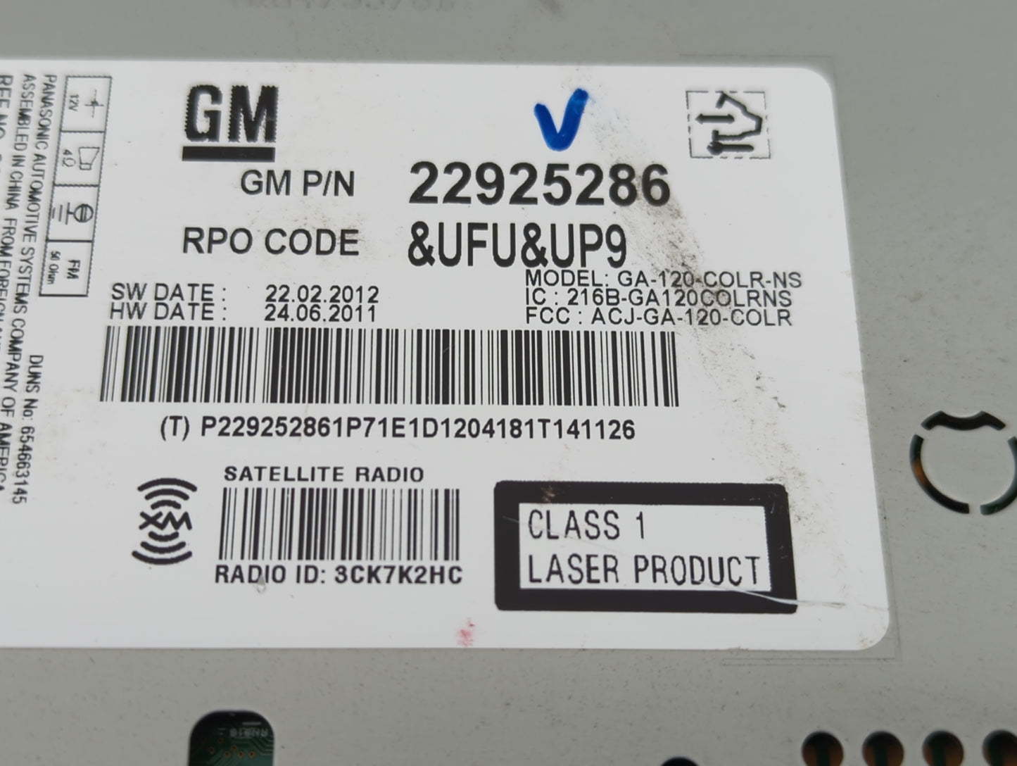 2013 Chevrolet Malibu Radio AM FM Cd Player Receiver Replacement P/N:22925286 Fits OEM Used Auto Parts - Oemusedautoparts1.c