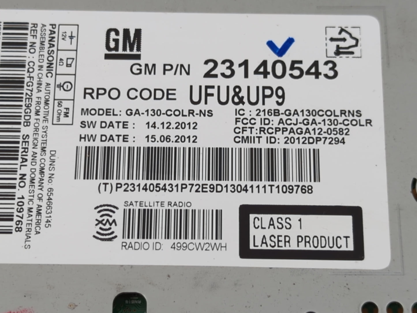 2013 Chevrolet Malibu Radio AM FM Cd Player Receiver Replacement P/N:23140543 Fits OEM Used Auto Parts - Oemusedautoparts1.c