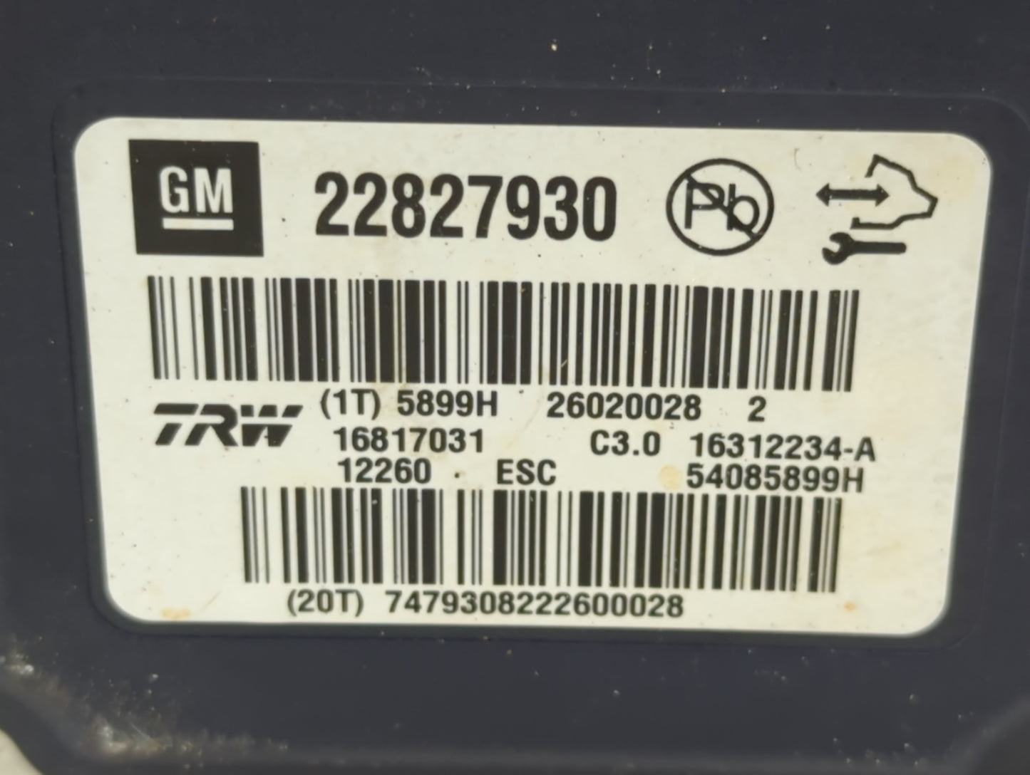 2013-2016 Chevrolet Malibu ABS Pump Control Module Replacement P/N:22827930 Fits Fits 2012 2013 2014 2015 2016 OEM Used Auto