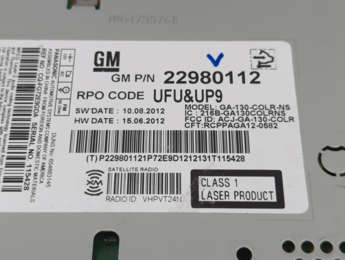 2013 Chevrolet Malibu Radio AM FM Cd Player Receiver Replacement P/N:22980112 Fits OEM Used Auto Parts - Oemusedautoparts1.c