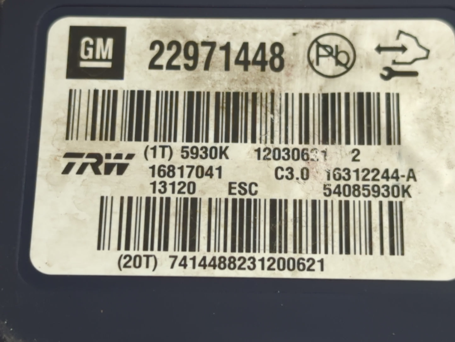 2013-2016 Chevrolet Malibu ABS Pump Control Module Replacement P/N:22971448 Fits Fits 2012 2013 2014 2015 2016 OEM Used Auto