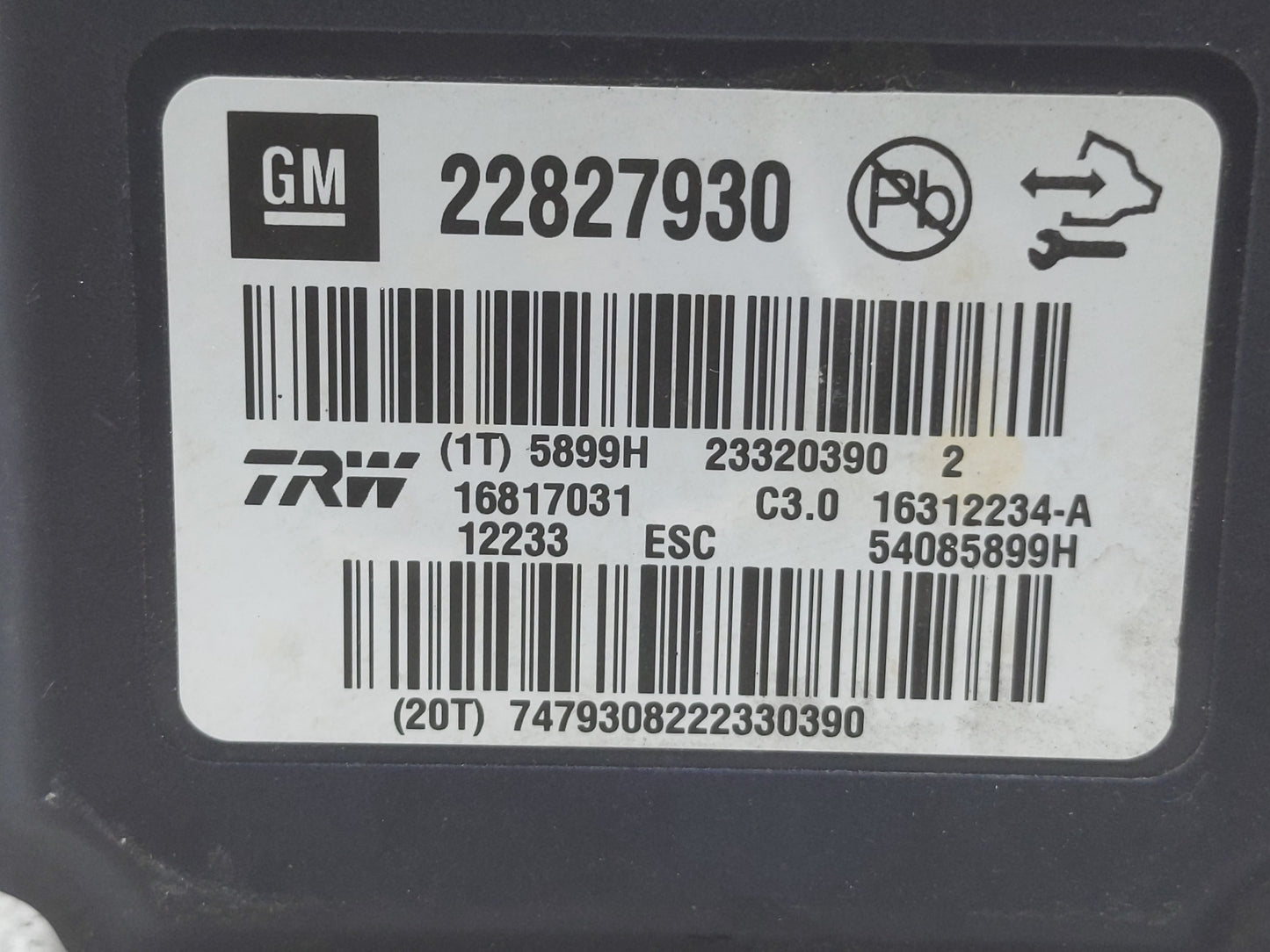 2013-2016 Chevrolet Malibu ABS Pump Control Module Replacement P/N:22827930 Fits Fits 2012 2013 2014 2015 2016 OEM Used Auto
