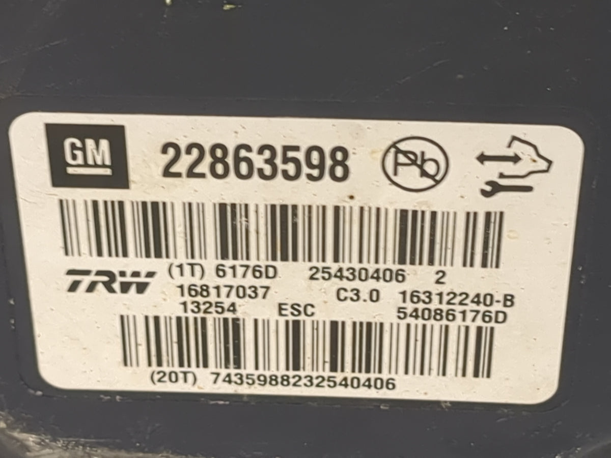 2013-2016 Chevrolet Malibu Anti-Lock Brake ABS Pump Module Actuator OEM P/N:22863598 16817037 Fits Fits 2012 2013 2014 2015