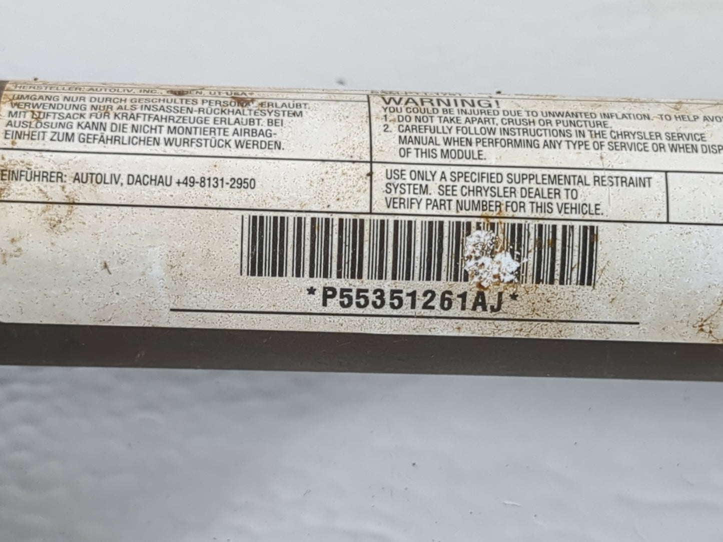 2011-2014 Chrysler 200 Air Bag Driver Left Steering Wheel Mounted P/N:TJ3SM0083A1377 Fits Fits 2011 2012 2013 2014 OEM Used