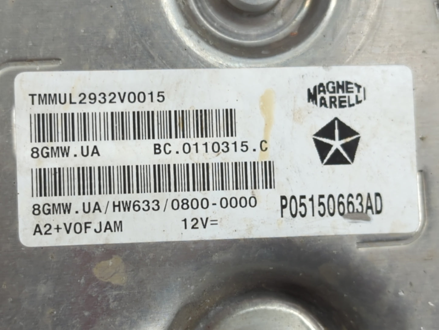 2013 Dodge Dart PCM Engine Control Computer ECU ECM PCU OEM P/N:P05150663AD Fits OEM Used Auto Parts - Oemusedautoparts1.com