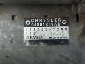 2011-2020 Dodge Grand Caravan Car Starter Motor Solenoid OEM P/N:428000-7200 04801839AB Fits OEM Used Auto Parts