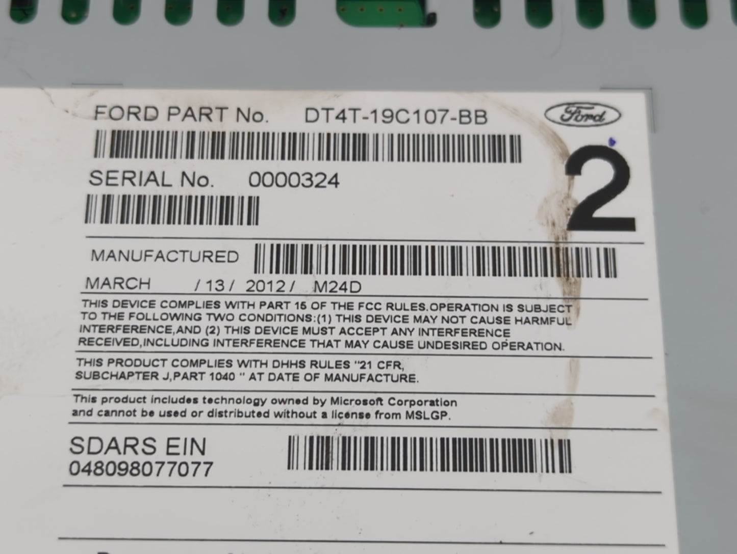 2013-2014 Ford Edge Radio AM FM Cd Player Receiver Replacement P/N:DT4T-19C107-CB DT4T-19C107-BB Fits Fits 2013 2014 OEM Use