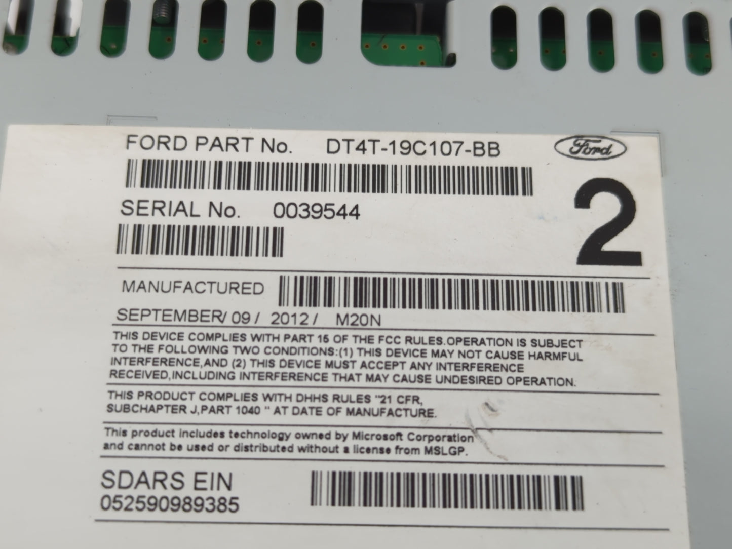 2013-2014 Ford Edge Radio AM FM Cd Player Receiver Replacement P/N:DT4T-19C107-BB Fits Fits 2013 2014 OEM Used Auto Parts -